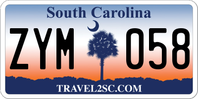 SC license plate ZYM058