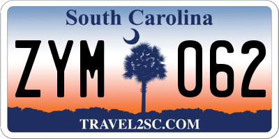 SC license plate ZYM062