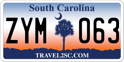 SC license plate ZYM063