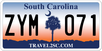 SC license plate ZYM071