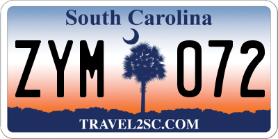 SC license plate ZYM072