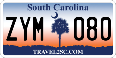 SC license plate ZYM080