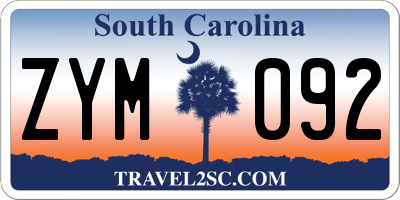 SC license plate ZYM092