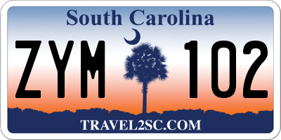 SC license plate ZYM102