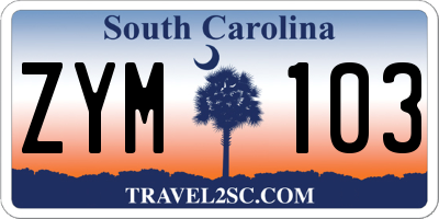 SC license plate ZYM103