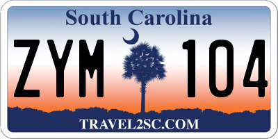 SC license plate ZYM104