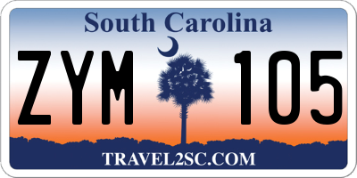 SC license plate ZYM105