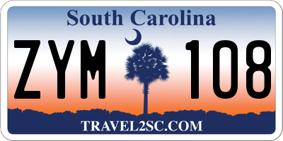 SC license plate ZYM108