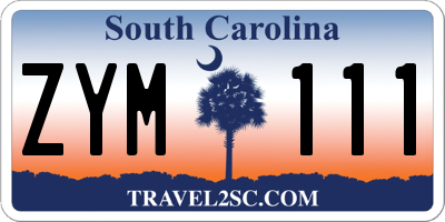 SC license plate ZYM111