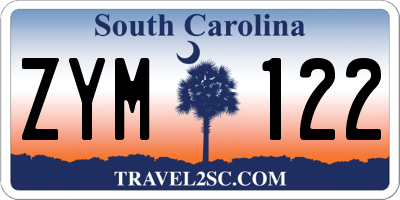 SC license plate ZYM122