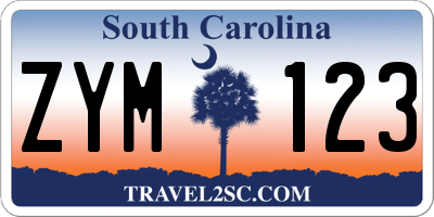 SC license plate ZYM123