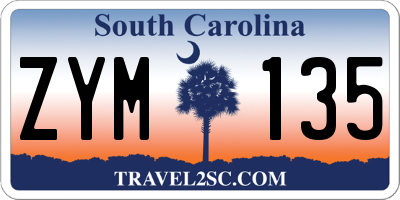 SC license plate ZYM135