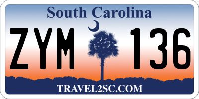 SC license plate ZYM136