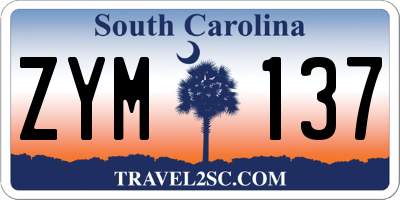 SC license plate ZYM137