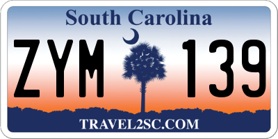 SC license plate ZYM139