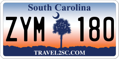 SC license plate ZYM180