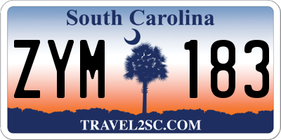 SC license plate ZYM183