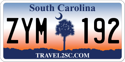 SC license plate ZYM192