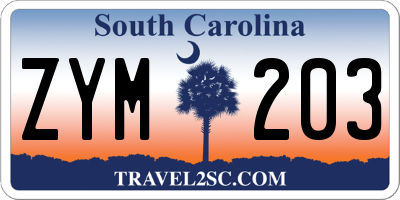 SC license plate ZYM203