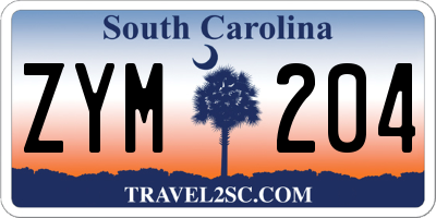 SC license plate ZYM204