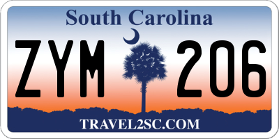 SC license plate ZYM206