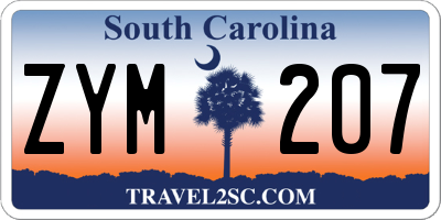 SC license plate ZYM207