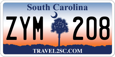 SC license plate ZYM208