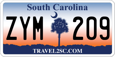 SC license plate ZYM209