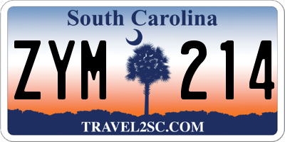 SC license plate ZYM214