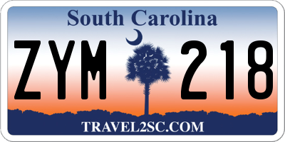 SC license plate ZYM218