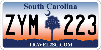 SC license plate ZYM223