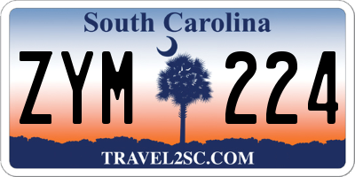 SC license plate ZYM224