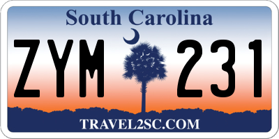 SC license plate ZYM231