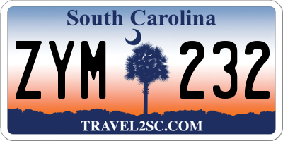 SC license plate ZYM232