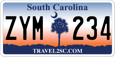 SC license plate ZYM234