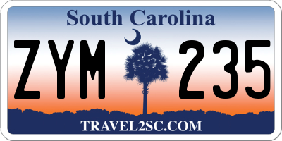 SC license plate ZYM235