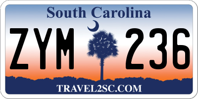 SC license plate ZYM236