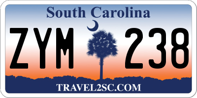 SC license plate ZYM238