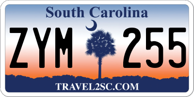 SC license plate ZYM255