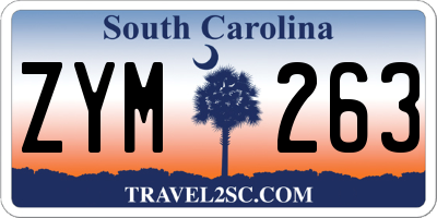 SC license plate ZYM263