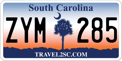 SC license plate ZYM285