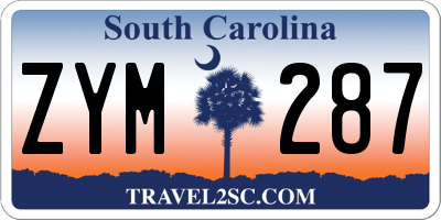 SC license plate ZYM287