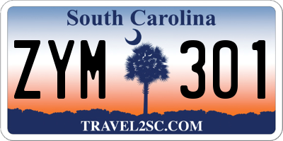 SC license plate ZYM301