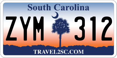 SC license plate ZYM312