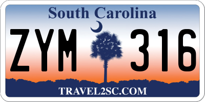 SC license plate ZYM316