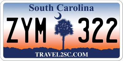 SC license plate ZYM322