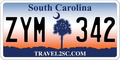 SC license plate ZYM342