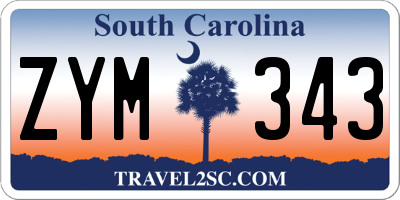 SC license plate ZYM343