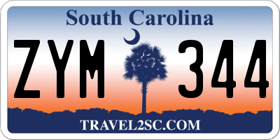 SC license plate ZYM344