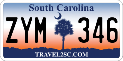 SC license plate ZYM346